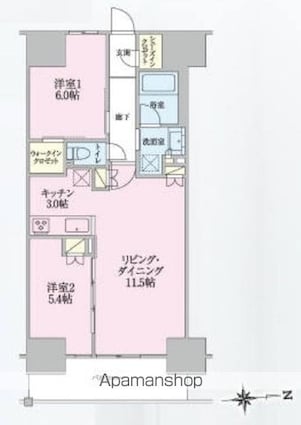 トラープランド翠命館[2LDK/58.32m2]の間取図