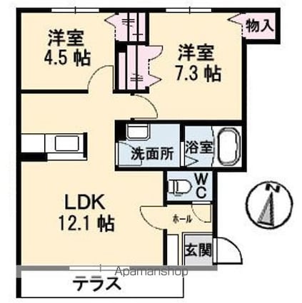 ケンズフィールド　ホライズン[2LDK/54.51m2]の間取図