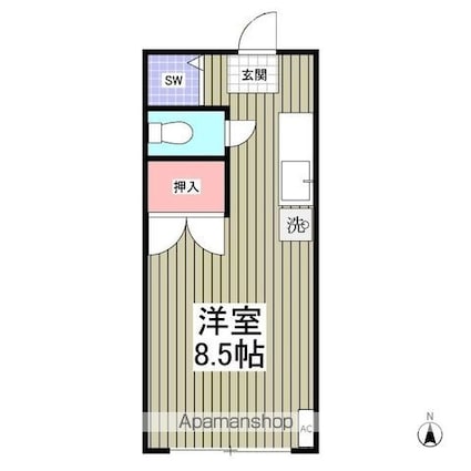 東京都小平市上水南町１丁目[1R/17.39m2]の間取図