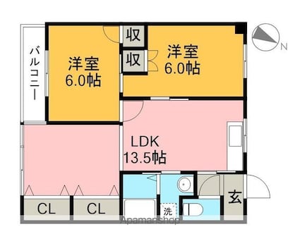 マンションベスタ[2LDK/58m2]の間取図