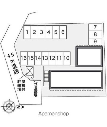 レオパレスくるまや[1K/20.28m2]の配置図