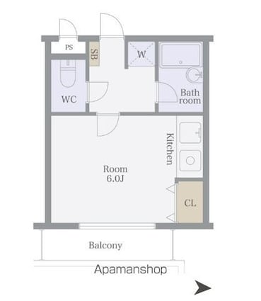 野方ウィズ[1R/20.24m2]の間取図