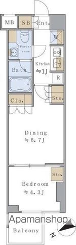 Ｂｒｉｌｌｉａ　ｉｓｔ　千駄ヶ谷[1DK/31.14m2]の間取図