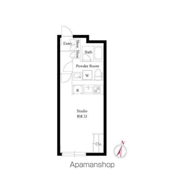 東京都世田谷区駒沢３丁目[1R/25.22m2]の間取図