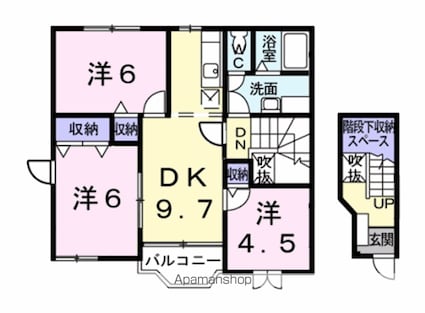 茨城県神栖市堀割２丁目[3LDK/65.98m2]の間取図
