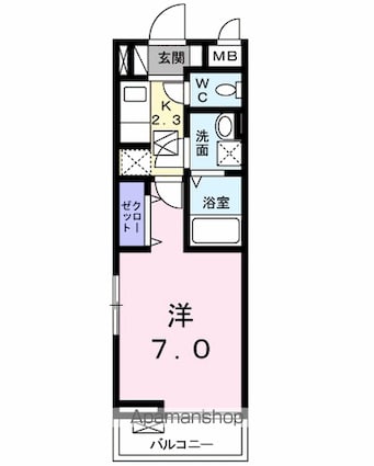 アンシャンテ[1K/26.09m2]の間取図
