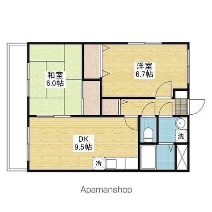 マリベール南梅本　Ｂ棟[2DK/52.26m2]の間取図