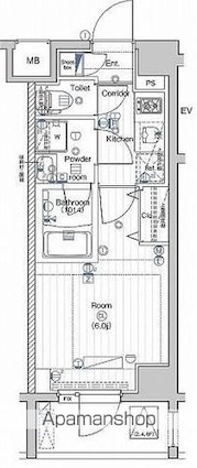 ＰＲＥＭＩＵＭ　ＣＵＢＥ大井町ｍｏ[1K/20.88m2]の間取図