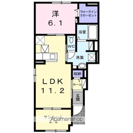 バーデンハイムネクストⅡ[1LDK/50.02m2]の間取図
