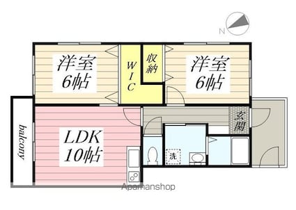サンマリオン弐番館[2LDK/56.2m2]の間取図