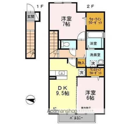 ドエル・ＴＯＭＯⅡ[2DK/62.38m2]の間取図