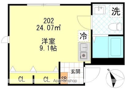 東京都中野区新井３丁目[1R/24.07m2]の間取図
