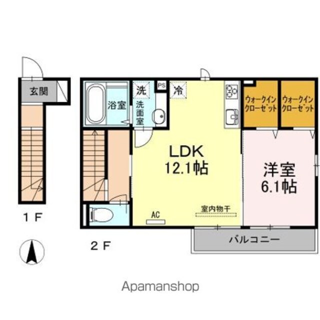 アゼリア上鷺　Ｇ[1LDK/52.9m2]の間取図