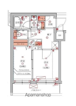 ハーモニーレジデンス池袋ウエスト[2K/25.44m2]の間取図