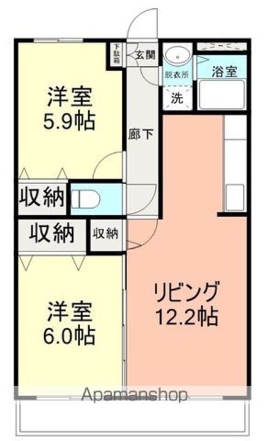 リバティゾーン[2LDK/54m2]の間取図