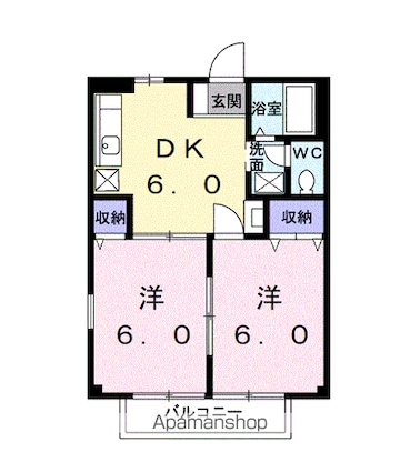 フォレストヒルズ[2DK/40.04m2]の間取図