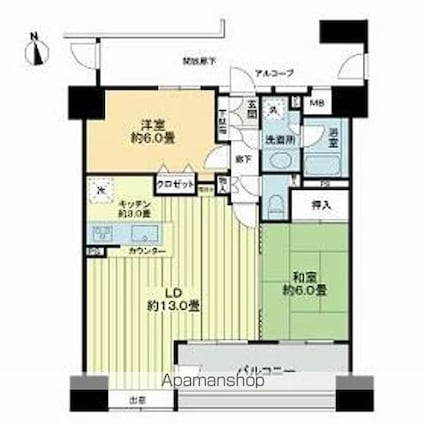 ダイアパレス榴岡ＣＯＲＴＹ[2LDK/60.15m2]の間取図