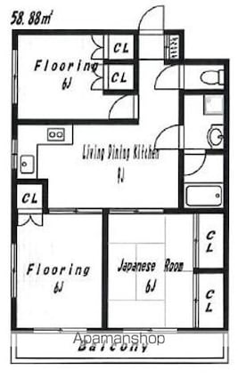 東京都世田谷区新町２丁目[3LDK/58.88m2]の間取図