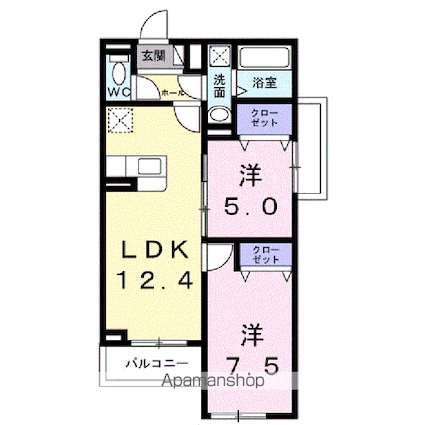 アンソレイユ[2LDK/55.87m2]の間取図