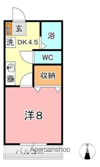岡山県倉敷市安江[1DK/28.15m2]の間取図