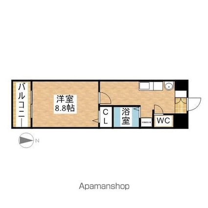ソレアード関戸[1K/30.9m2]の間取図