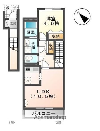 クレオール[1LDK/42.89m2]の間取図