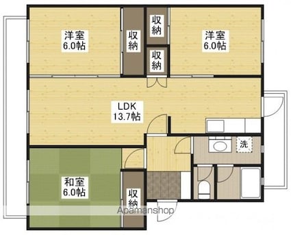 広島県広島市佐伯区五月が丘１丁目[3LDK/75m2]の間取図