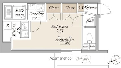 ＡＲＫＭＡＲＫ上北沢[1R/25.73m2]の間取図