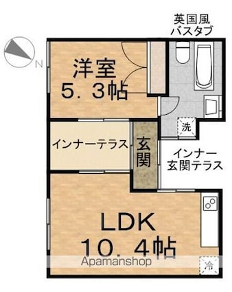 東京都福生市大字熊川[1LDK/46.37m2]の間取図