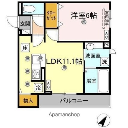 リエートパーク[1LDK/42.45m2]の間取図