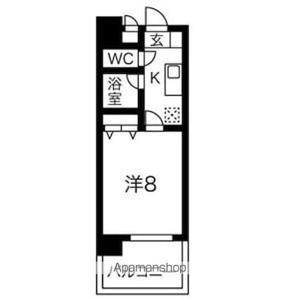ベル池下[1K/24.8m2]の間取図