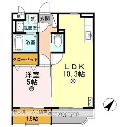 プルミエヴィラ[1LDK/41.26m2]の間取図