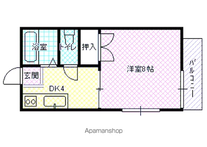 リベラコート　Ａ棟[1K/26.4m2]の間取図