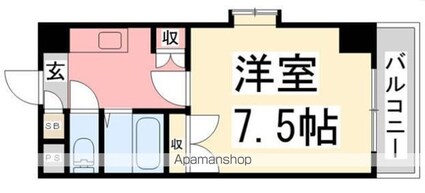 ジョイフル第２祝谷[1K/24.65m2]の間取図