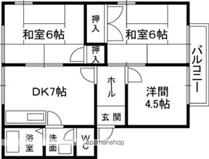 ラ．サルデーヌ[3DK/46.8m2]の間取図