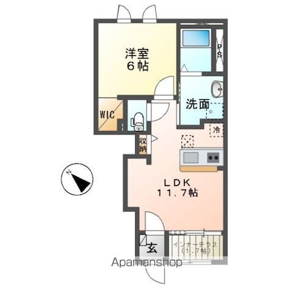 エトワール[1LDK/43.21m2]の間取図
