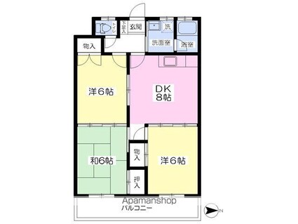 スカイトピアひあさ[3DK/59.98m2]の間取図