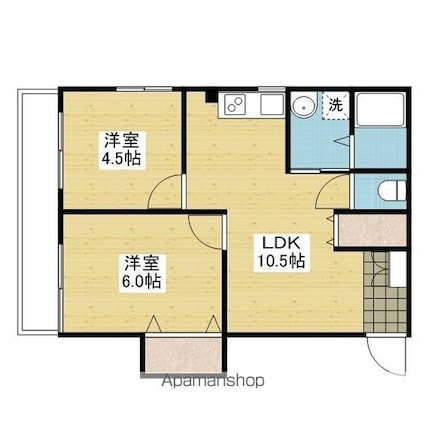 アルトルーフⅡ[2LDK/44.88m2]の間取図