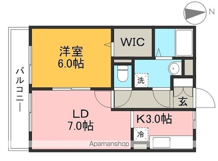 ビレッジ北久保　Ｃ棟[1LDK/40.07m2]の間取図