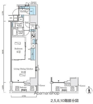 プライマル上野・稲荷町[1LDK/40.16m2]の間取図