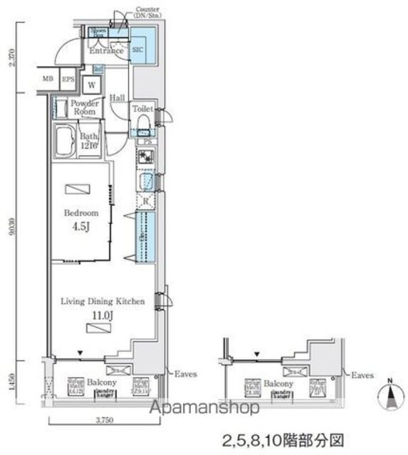 プライマル上野・稲荷町[1LDK/40.16m2]の間取図