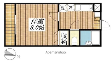 東京都立川市栄町６丁目[1K/26.4m2]の間取図