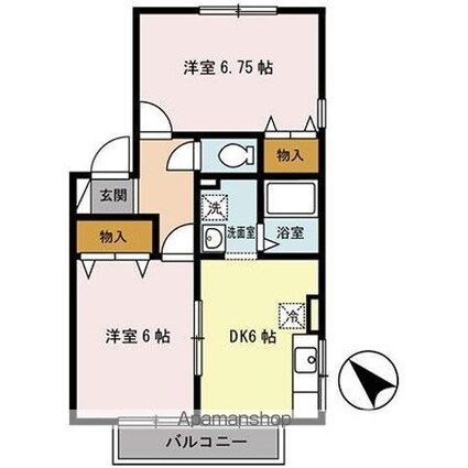 Ｅｌ　ｄｕｏ・Ａｐｉｓ[2DK/45.42m2]の間取図