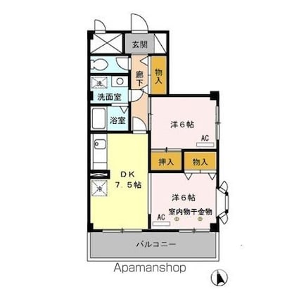 エクセル八雲台[2DK/53.14m2]の間取図