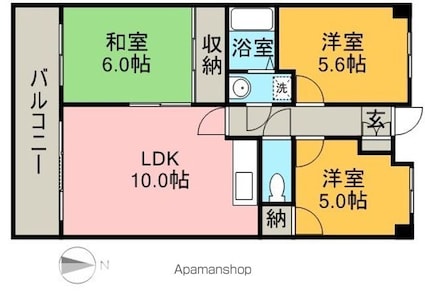アサヒパレス港町[3LDK/64.04m2]の間取図
