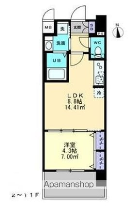 ＳーＲＥＳＩＤＥＮＣＥ中央町ａｌｅｃｔｒａ[1LDK/32.21m2]の間取図