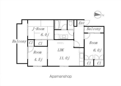 ダイアパレス葵[3LDK/65.39m2]の間取図