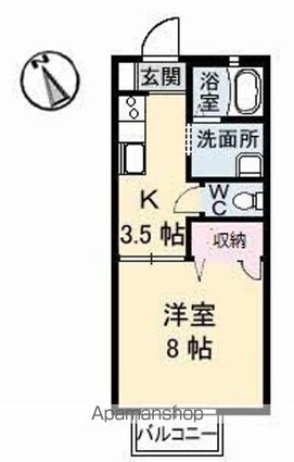 フレグランス東川口[1K/28.37m2]の間取図