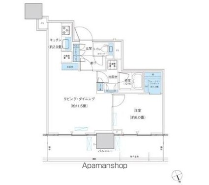 パークシティ柏の葉キャンパス　ザ・ゲートタワー　ウエスト[1LDK/47.52m2]の間取図