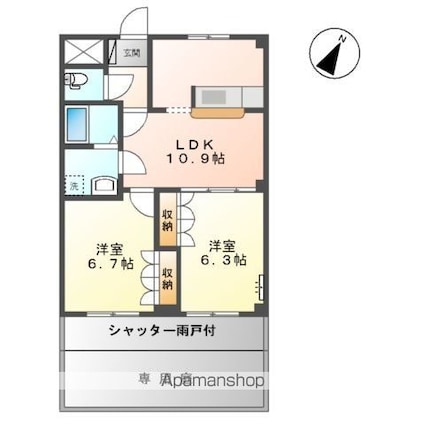 ルミナスハイム[2LDK/51.66m2]の間取図